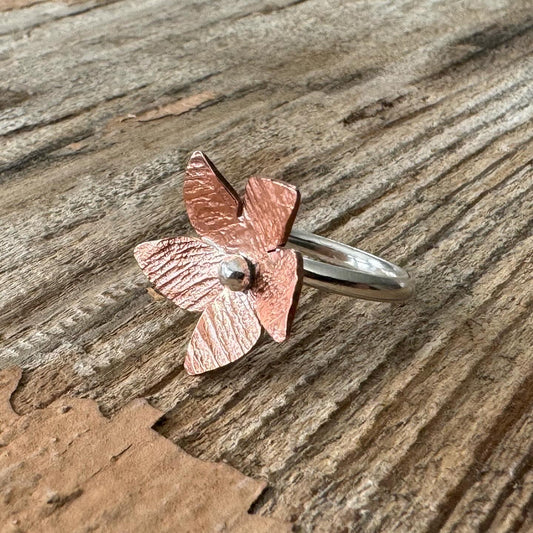 “Lilian” Handmade Sterling Silver and Copper Floret Statement Ring