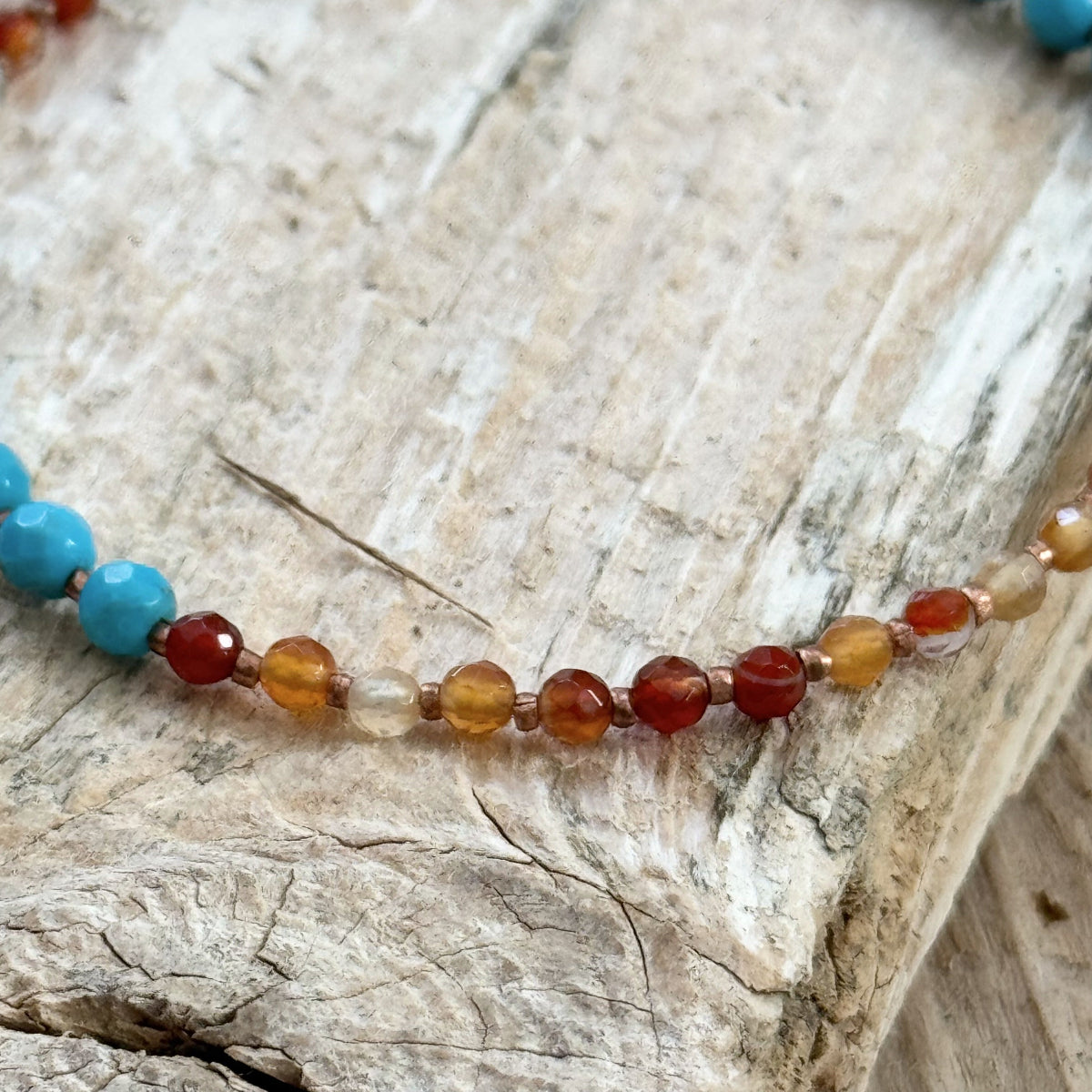 KIngman Turquoise and Carnelian Gemstone Beaded Bracelet | Narrow-Gauge Designs
