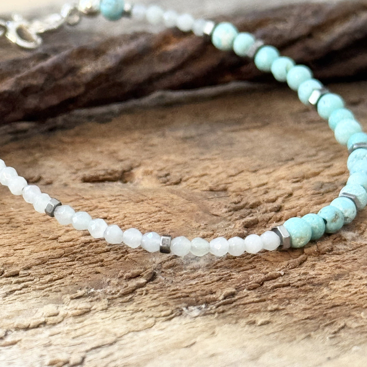 Sonora Turquoise and Amazonite Gemstone Beaded Bracelet | Narrow-Gauge Designs