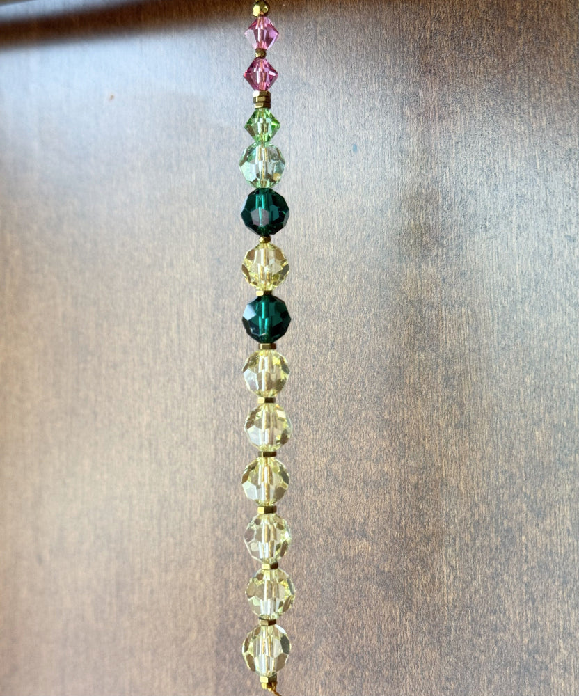 Victorian Cobweb Brass Suncatcher | Handmade with Vintage Crystals