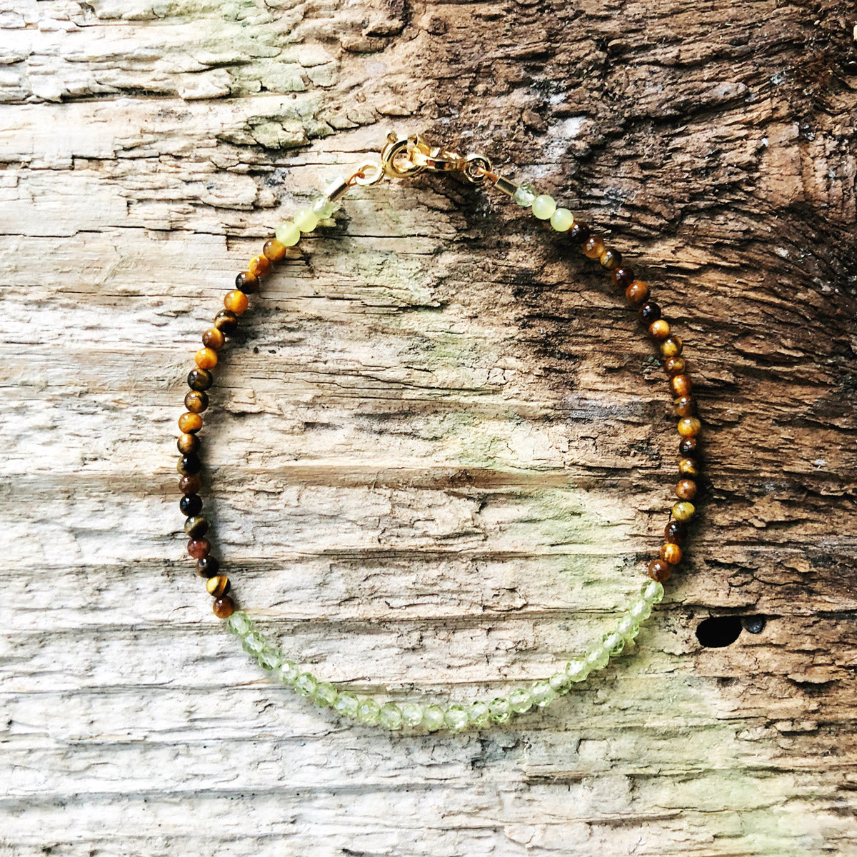 Peridot, Tiger Eye, Jade Handmade Beaded Gemstone Bracelets "Trinidad" | Narrow-Gauge Designs